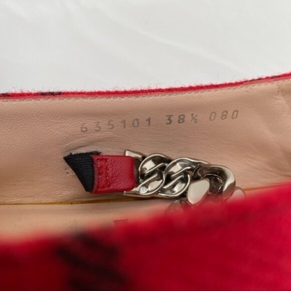 GUCCI Horsebit Check-Wool Point-Toe‎ Ballet Flats Women Size 8.5 - Picture 10 of 12